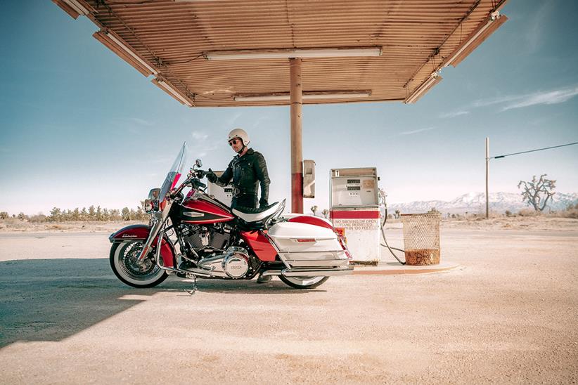 2023 Harley-Davidson Highway King parked in a petrol station