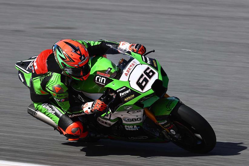 Tom Sykes onboard the Puccetti Racing Kawasaki in Barcelona.