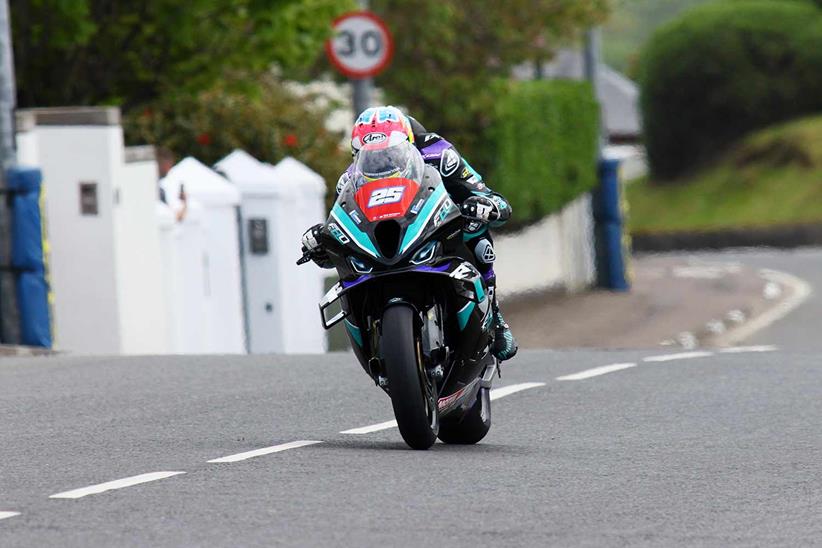 Josh Brookes (FHO BMW Racing) in the opening Superstock practice for the fonacab Nicholl Oils NW200. Photo Rod Neill