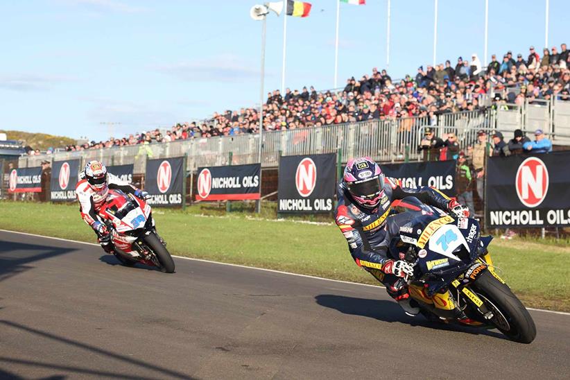 Davey Todd leads Alastair Seeley at the 2023 North West 200