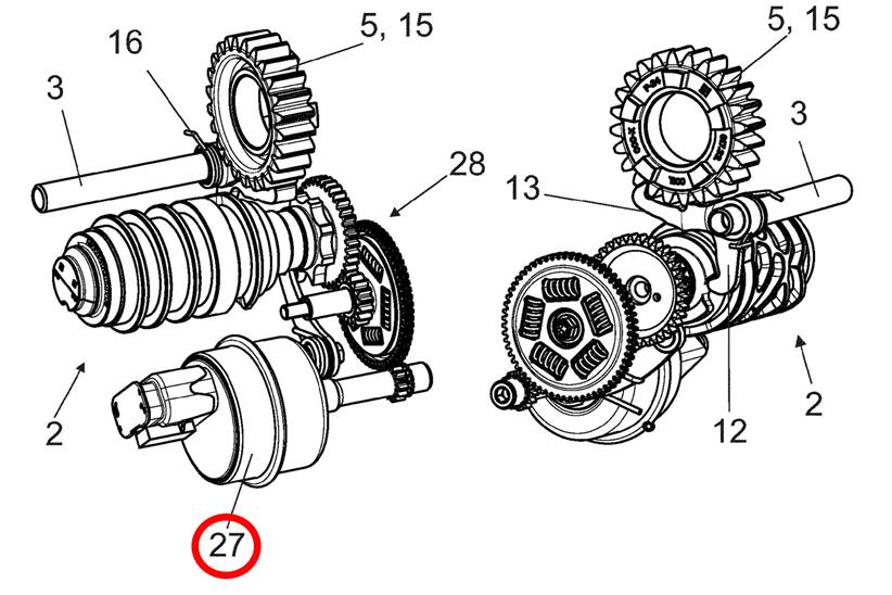 KTM semi-auto actuator technical drawing