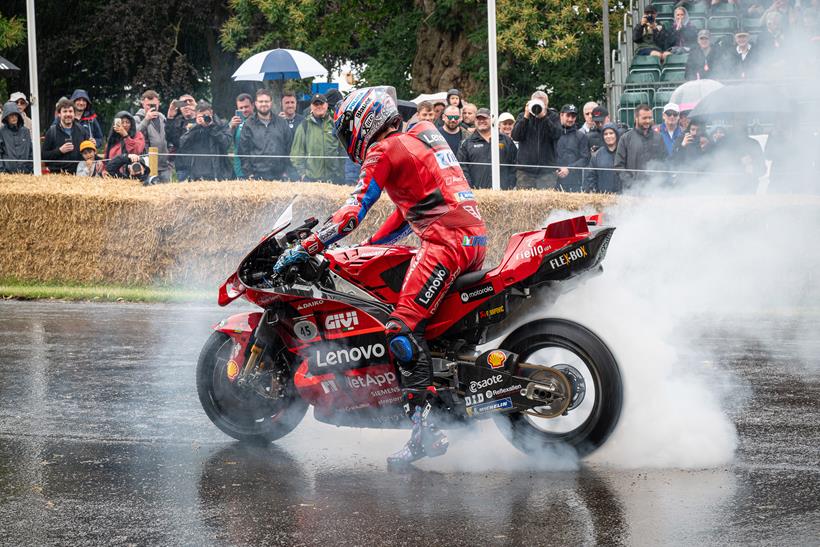 Soggy burnout at the Goodwood Festival of Speed. Credit: Oli Tennent