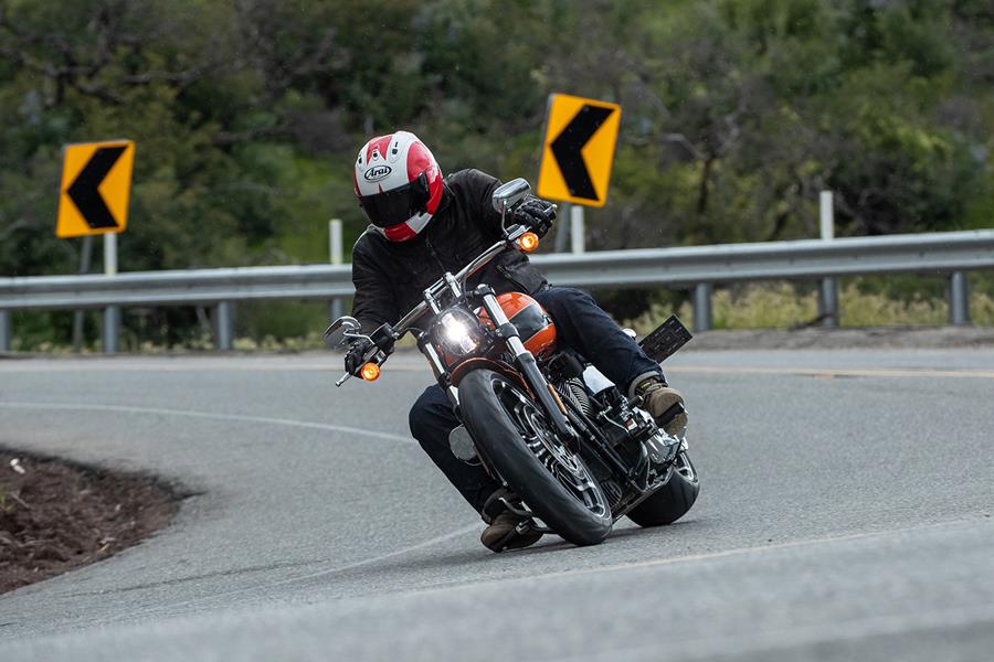 Harley-Davidson Breakout cornering on the road