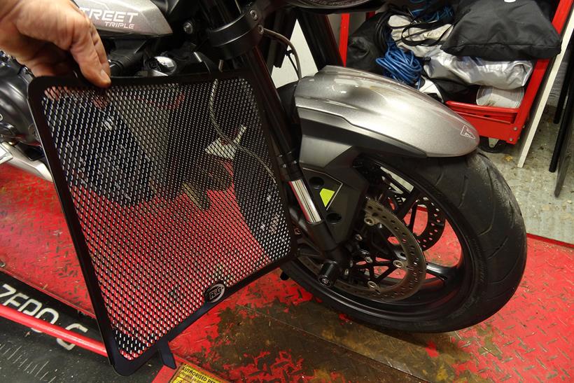 Motorcycle radiator guard