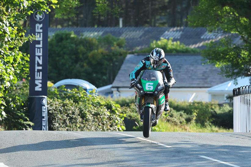 Michael Dunlop (650 Paton/MD Racing) at Ballaugh Bridge during the Carole Nash Isle of Man TT Supertwin race one (Credit: Dave Kneen / Pacemaker Press)