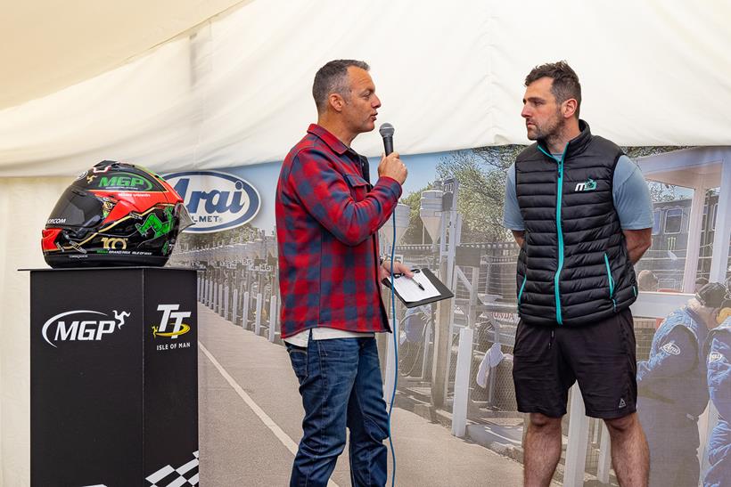 Michael Dunlop appears at the RX-07V Evo Manx GP unveiling event