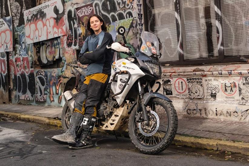 US rider Bridget McCutchen with her motorbike