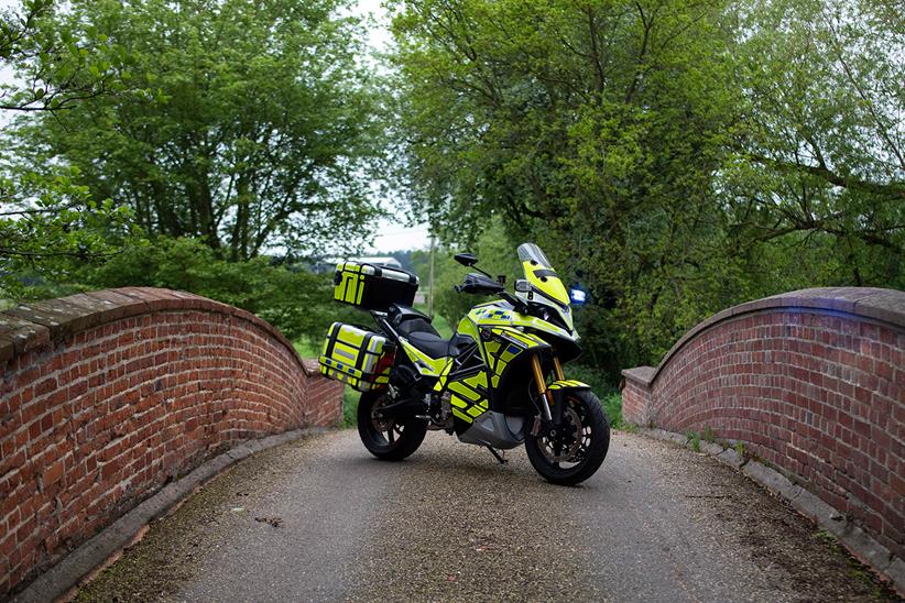 A side view of a police-ready Energica Experia