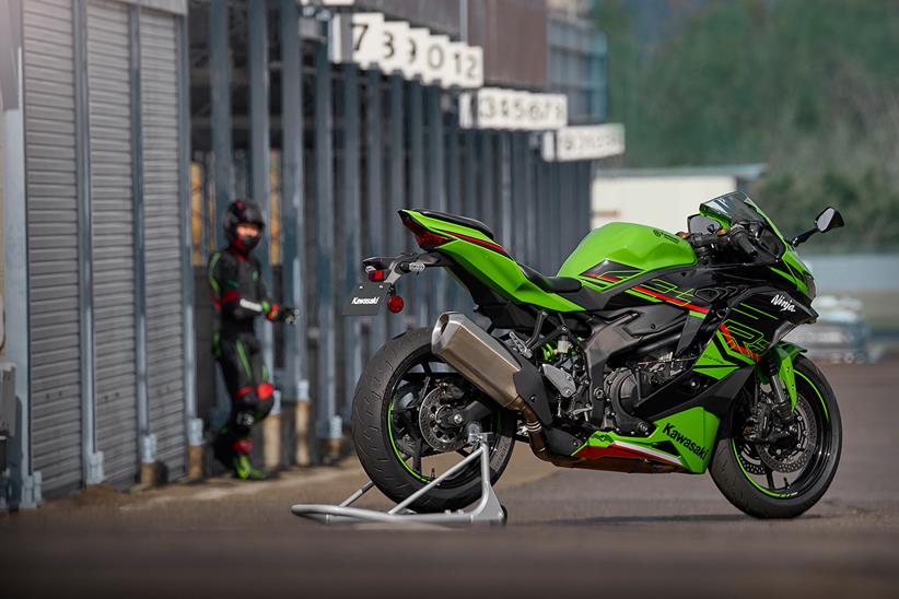 Kawasaki ZX-4RR parked in a pitlane