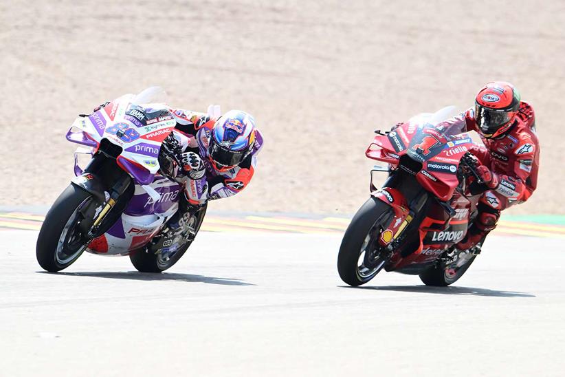 Jorge Martin battles Pecco Bagnaia at the Sachsenring