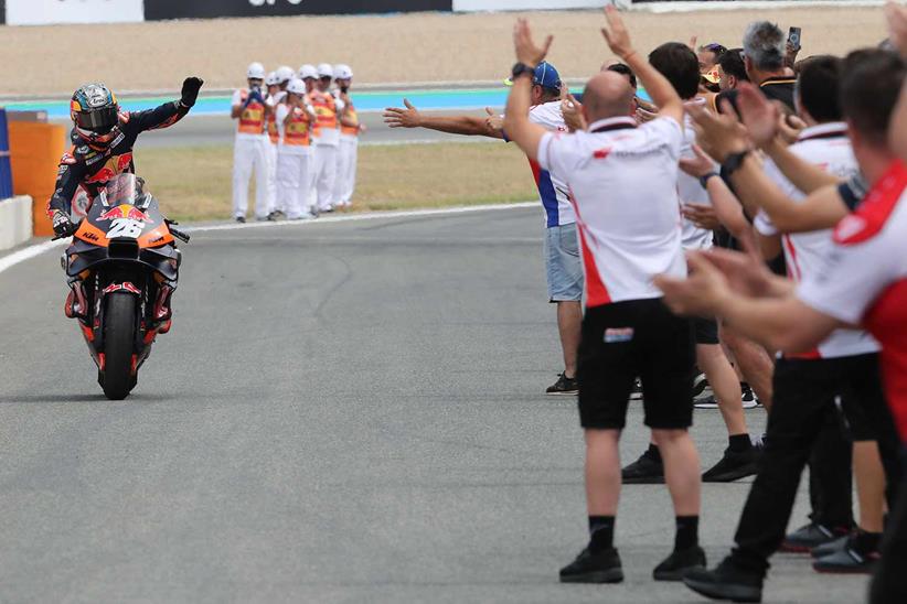 The MotoGP paddock cheer Dani Pedrosa after his wildcard at Jerez