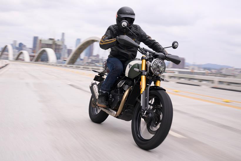 Triumph Scrambler 400 X on the road