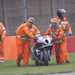 Loris Baz's BMW is wheeled away after his crash at Donington Park