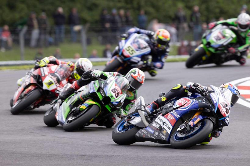 Toprak battles Rea and Bautista at Donington Park in 2023