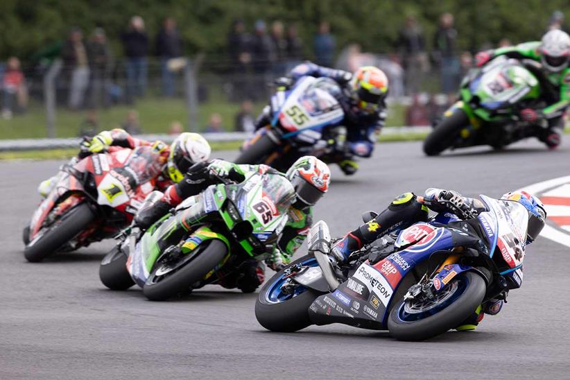 Toprak battles Rea and Bautista at Donington Park in 2023