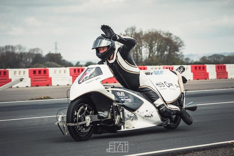 Graham Sykes on his steam powered record bike