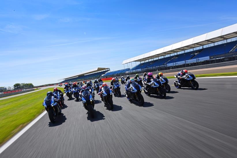 Yamaha R1Ms being ridden on track