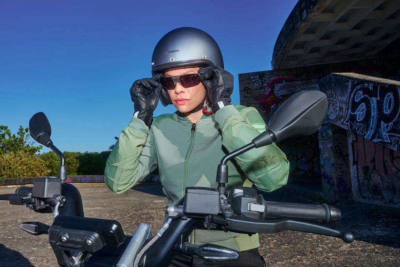 BMW ConnectedRide Smartglasses being worn by a rider