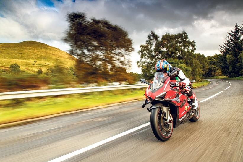 Ducati Superleggera V4 ridden on a Scottish road