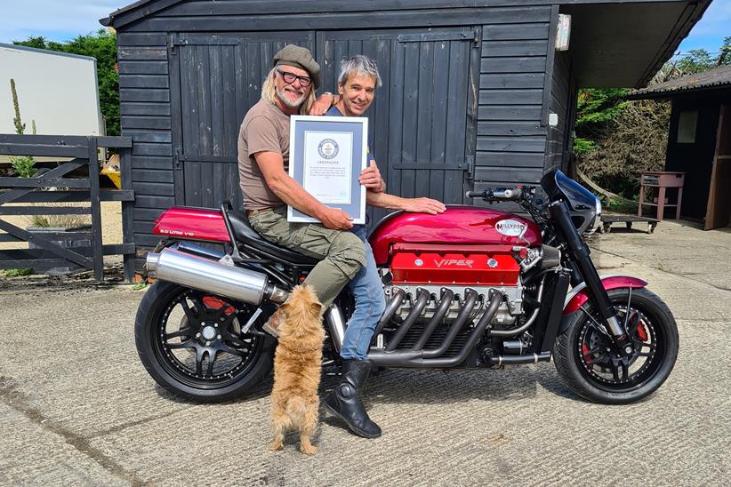 Henry Cole and Allen Millyard pose on the V10 Viper bike