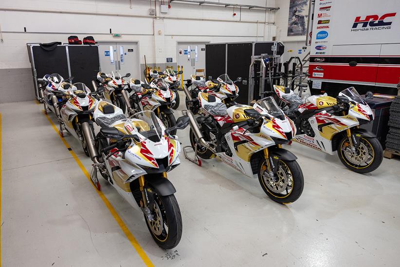 A number of CBR1000RR-R Fireblade SP John McGuinness 100th TT Start Replica editions at Honda Racing