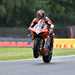 Tommy Bridewell pulls a wheelie in the rain at Brands Hatch