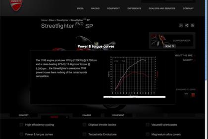 Faked screen grab of the Ducati website purporting to show a forthcoming Streetfighter Evo SP