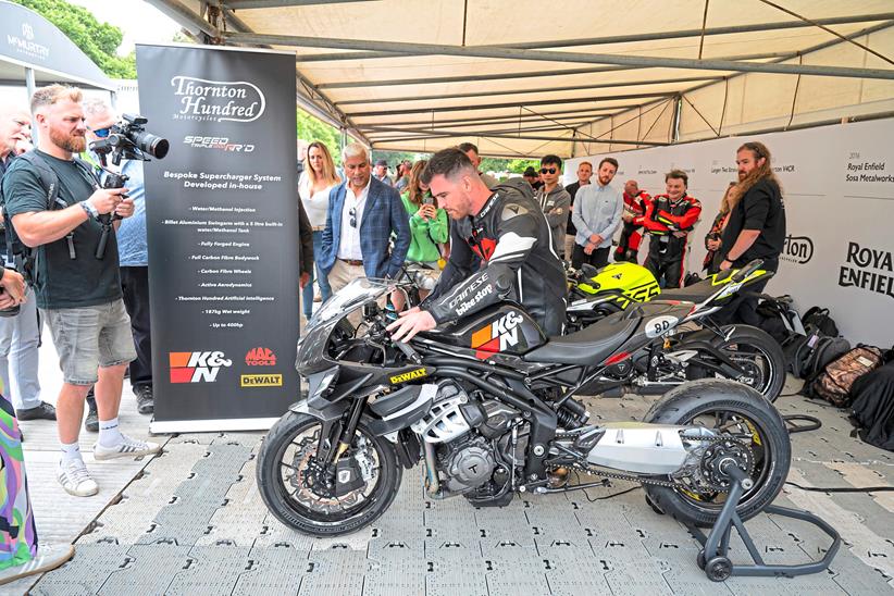 Thornton Hundred supercharged Triumph Speed Triple 1200RR in paddock