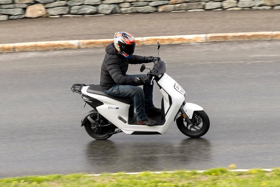 Honda EM1 e on a wet road