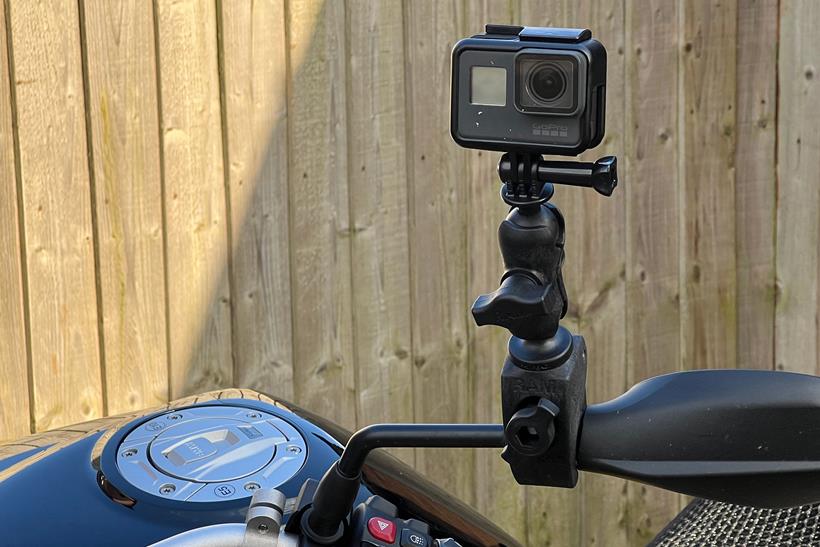 action camera mounted on rear view mirror