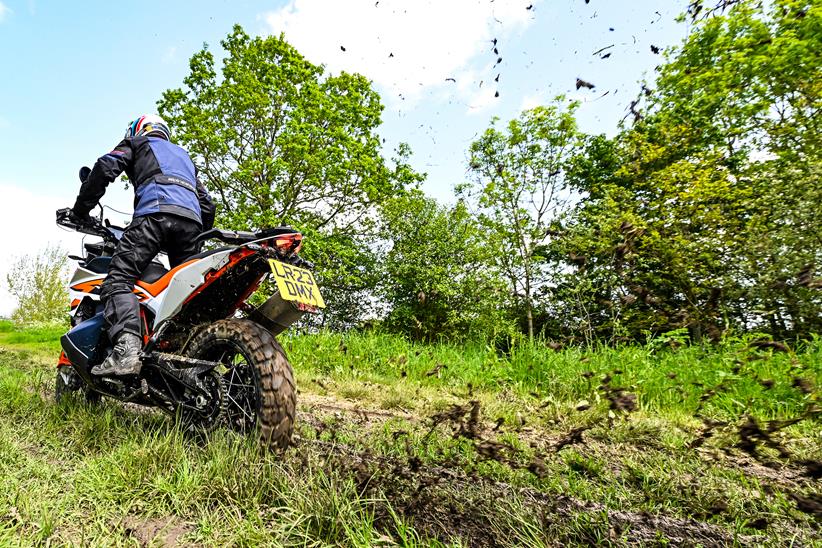 Riding a motorcycle with off-road tyres