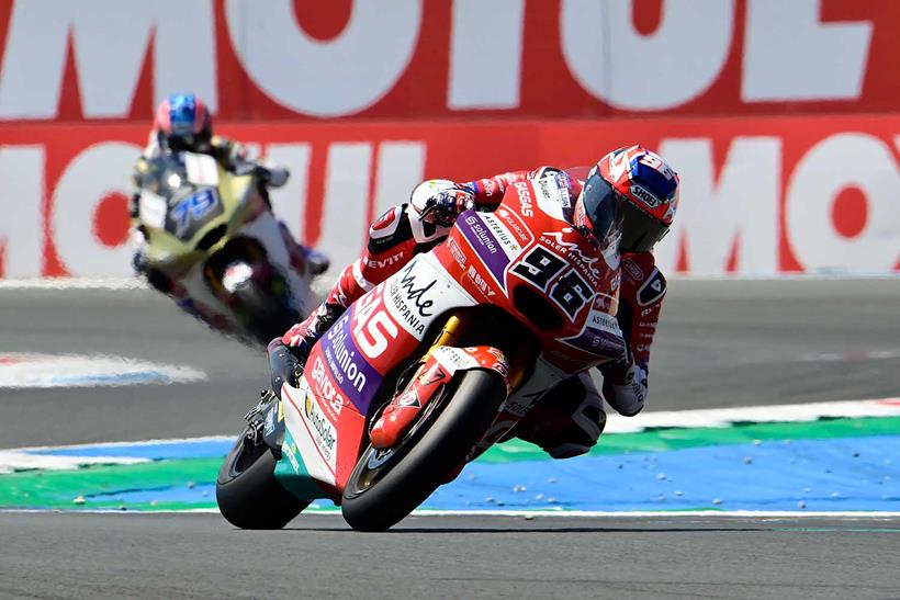 Jake Dixon in action on his Triumph-powered Moto2 bike