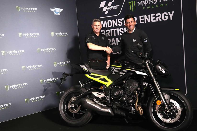 Triumph Chief Product Officer Steve Sargent and Carlos Ezpeleta at Silverstone