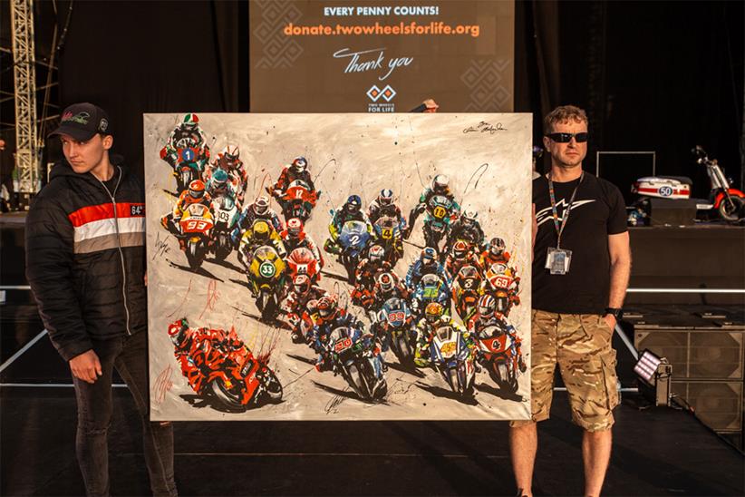 Two Wheels for Life painting auctioned