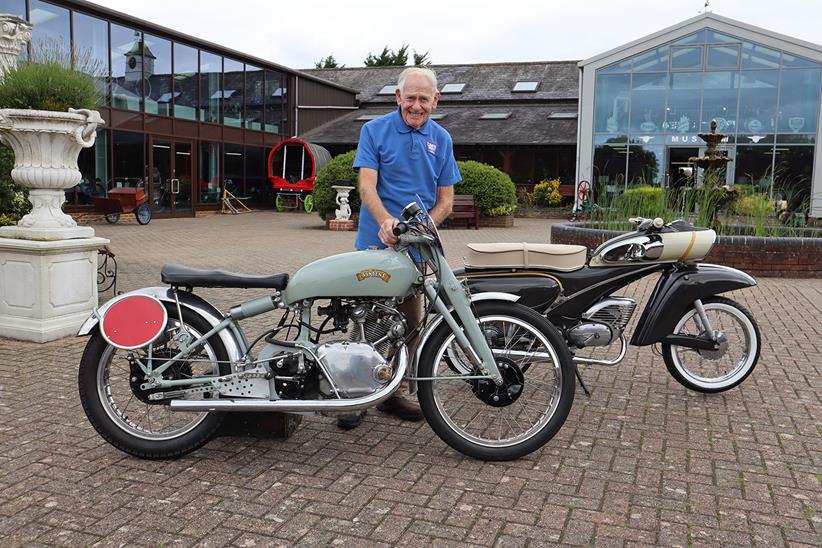 Sammy Miller MBE with the two new bikes