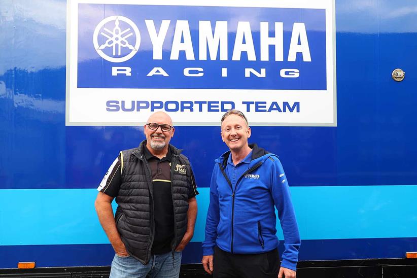 OMG Racing Team Owner Alan Gardner and Matt Taylerson, Divisional Manager, Marketing, Yamaha Motor UK