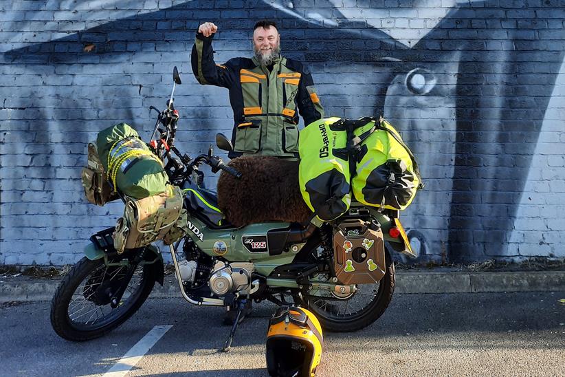 The Monkey Revolution founder Dean with his Honda CT125