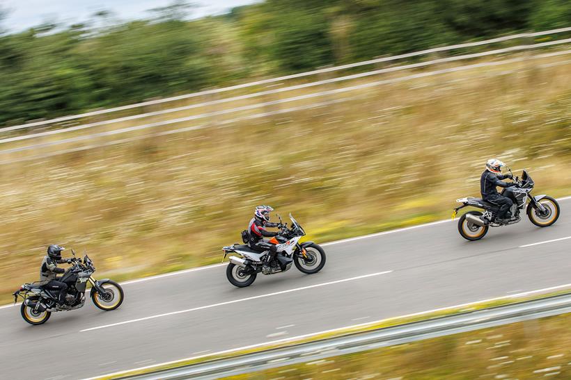 Three riders on road 