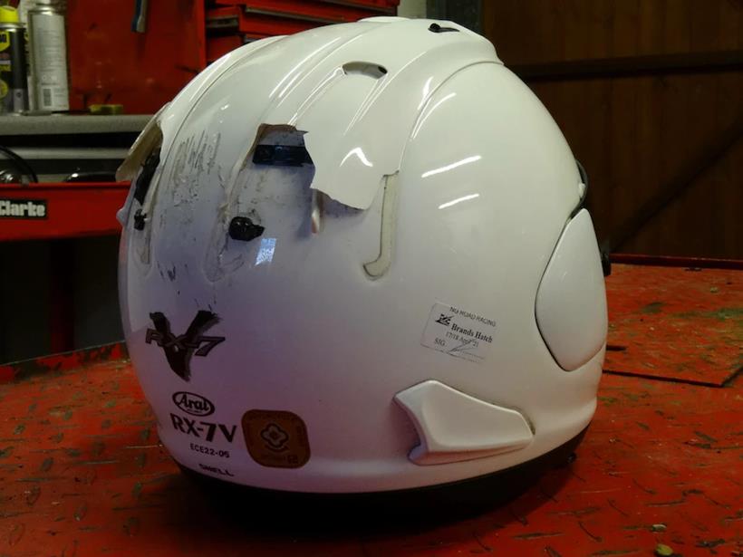 Arai RX-7V crash damage