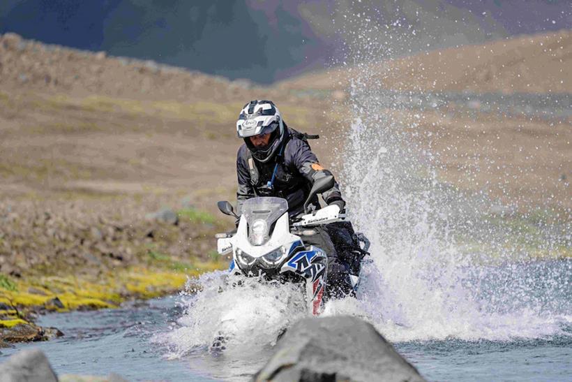 Arai Tour-X 4 river crossing on Africa Twin