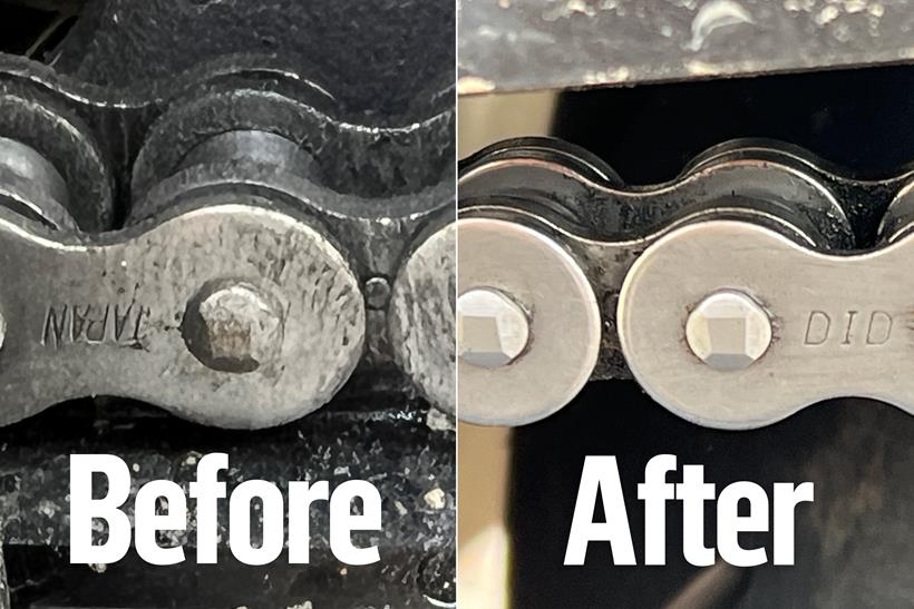 chain cleaning before and after