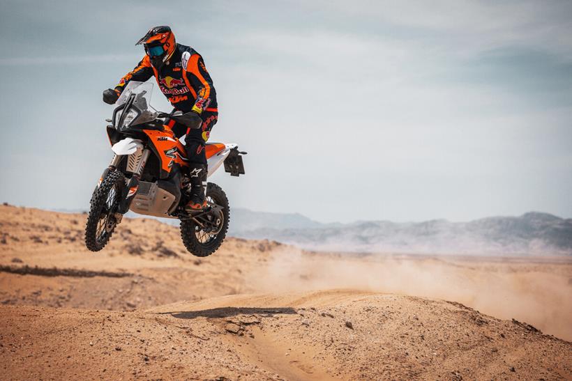 Jumping a KTM 890 Adventure R Rally