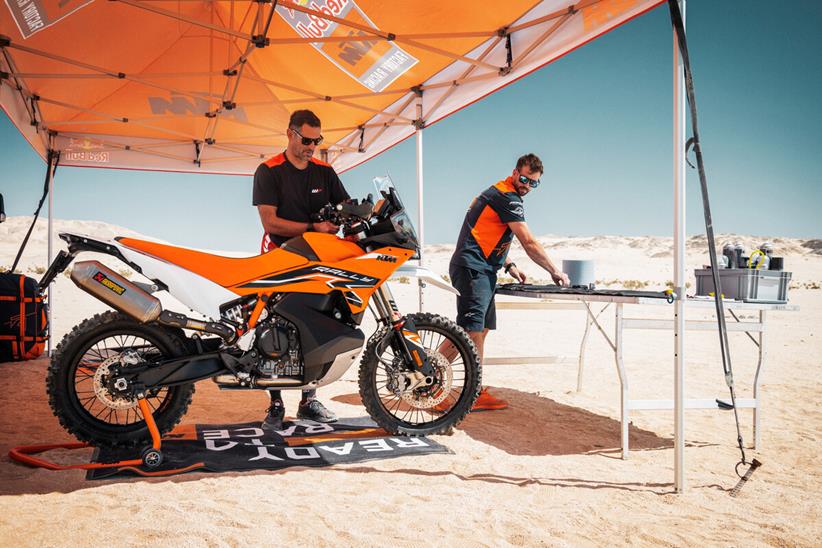 A side view of the KTM 890 Adventure R Rally