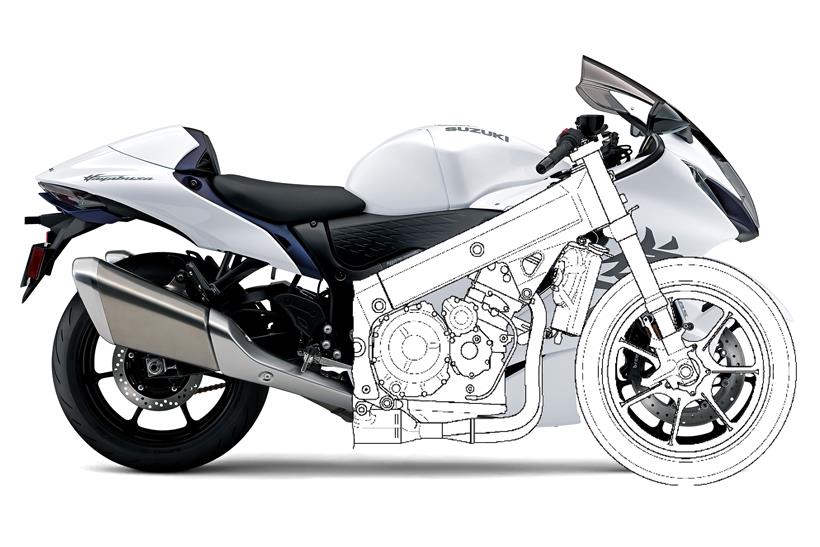 Suzuki Hayabusa patent drawing overlay