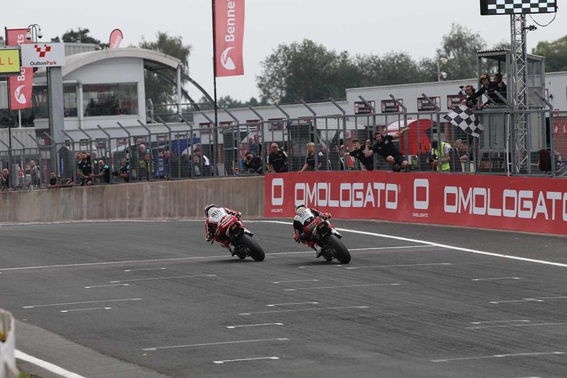 Tommy Bridewell and Glenn Irwin take the chequered flag at Oulton Park