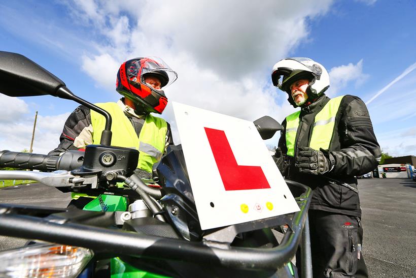 A motorbike rider getting training