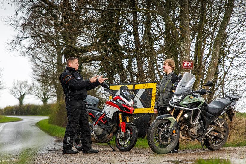 A young rider receives post-test training