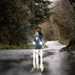 Spotlights on bike on rural road