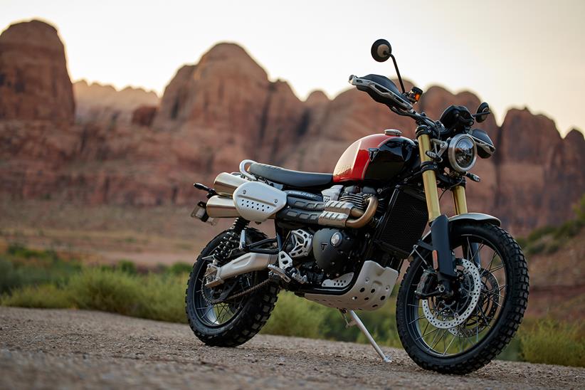 A side view of the Triumph Scrambler 1200 XE