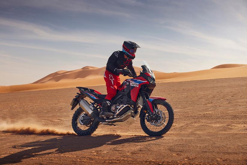 2024 Africa Twin being ridden in a desert